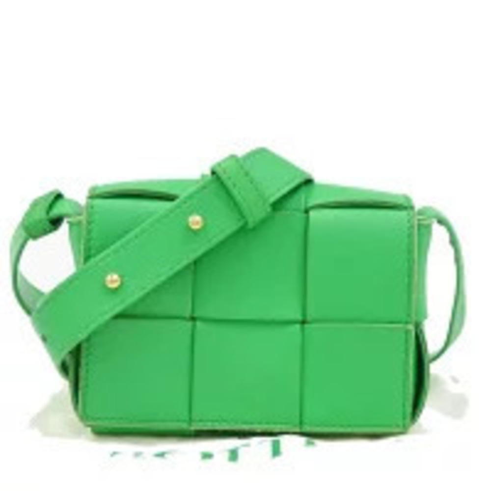 Bottega Veneta Intrecciato Cassette Shoulder Bag Leather Green Parachetto